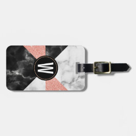 Marmor und Glitzer schauen mit Monogramm Gepäckanhänger