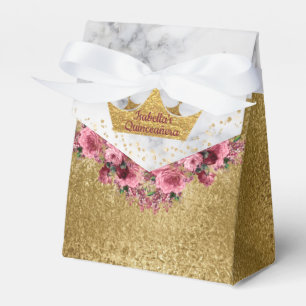 Marmor- und Gold-Blume und Kronen-Gefälligkeitsbox Geschenkschachtel