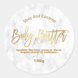 Marmor- und Gold-Body-Butter-Etiketten Runder Aufkleber