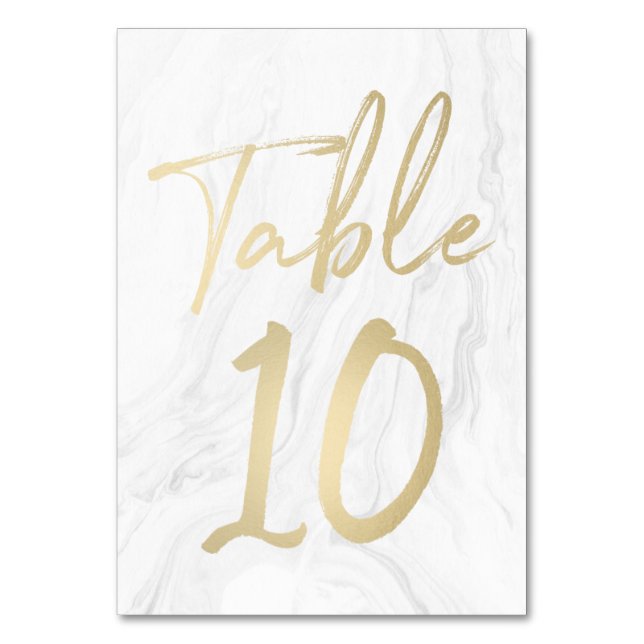 Marmor und Gold-Script | Tischnummer Card 10 (Vorderseite)