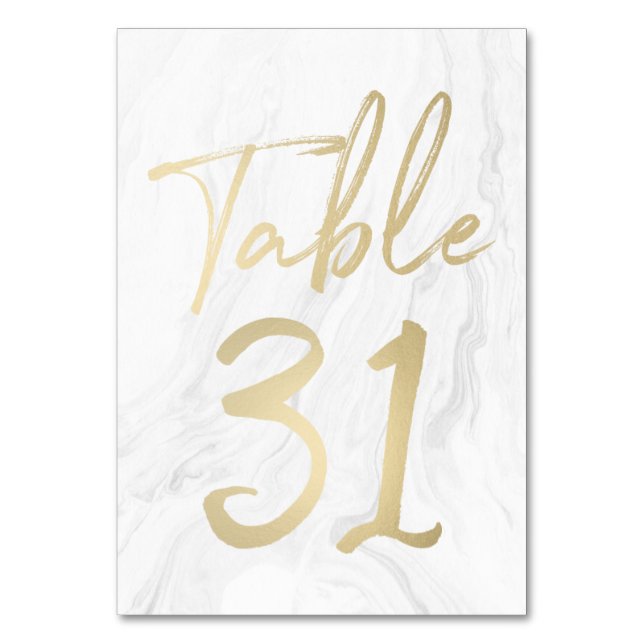 Marmor und Gold-Script | Tischnummer Card 31 (Vorderseite)