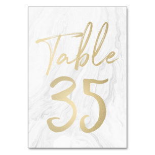Marmor und Gold-Script   Tischnummer Card 35