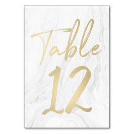 Marmor und Gold-Script | Tischnummer-Karte 12 Tischnummer