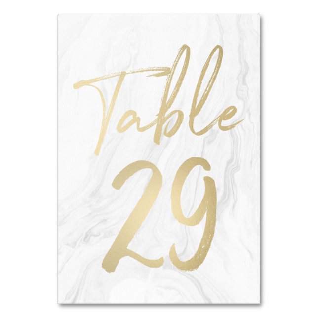 Marmor und Gold-Script | Tischnummer-Karte 29 Tischnummer (Vorderseite)
