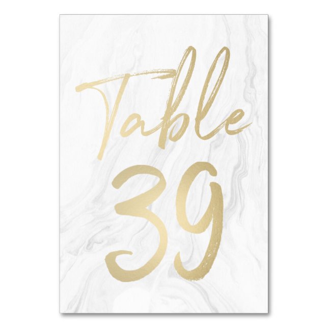 Marmor und Gold-Script | Tischnummer-Karte 39 Tischnummer (Vorderseite)