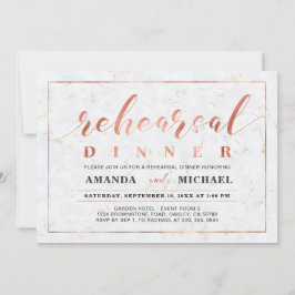 Marmor und Kupfer | Modernes Hochzeitessen Probe Einladung