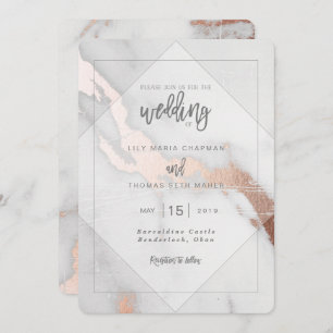 MARMOR UND ROSE GOLD EFFECT WEDING INVITATION EINLADUNG