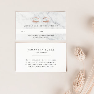 Marmor und Rose Gold Lashes & Brows Terminkarte