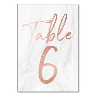 Marmor und Rose Gold Script   TISCHNUMMER 6