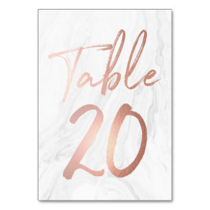 Marmor und Rose Gold Script   Tischnummer Card 20