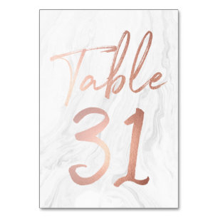 Marmor und Rose Gold Script   Tischnummer Card 31