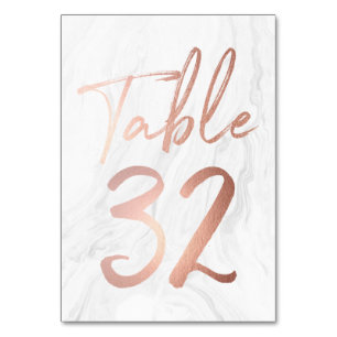 Marmor und Rose Gold Script   Tischnummer Card 32