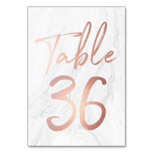 Marmor und Rose Gold Script   Tischnummer Card 36