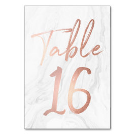 Marmor und Rose Gold Script | Tischnummer-Karte 16 Tischnummer