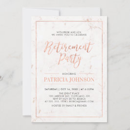 Marmor- und Rose-Goldrahmen | Modernes Party für d Einladung