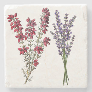 Marmor-Untersetzer - Red Heather & Lila Lavendel Steinuntersetzer