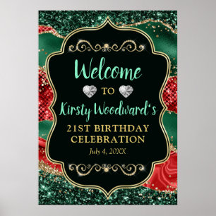 Marmor-Weihnachten-Achat & Gold-Glitter-Geburtstag Poster