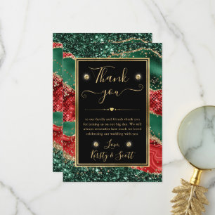 Marmor-Weihnachts-Achat- und Gold-Glitter-Hochzeit Dankeskarte