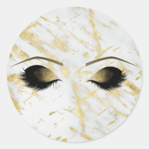 Marmor Weiß Gold Make-up Wimpern Schönheit Party Runder Aufkleber