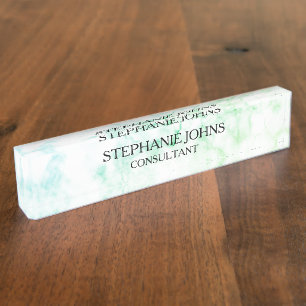 Marmor Weiße Muster Monogramm Name Moderne Namensplakette