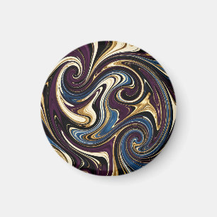 Marmor-Wirbel Lila Gold Blau Abstrakt Magnet
