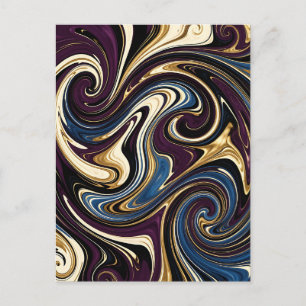 Marmor-Wirbel Lila Gold Blau Abstrakt Postkarte
