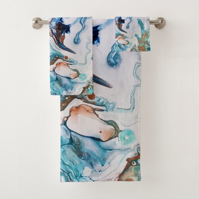 Marmorabstrakte Handtücher. Badhandtuch Set (Insitu)