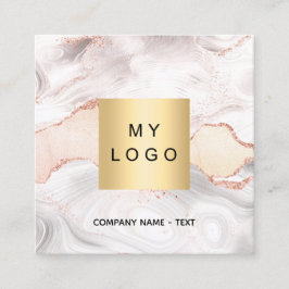 Marmoragate Rose Goldlogo QR-Code elegant Quadratische Visitenkarte