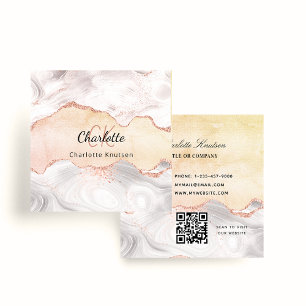 Marmoragate Rose Goldmonogramm QR-Code Quadratische Visitenkarte