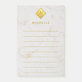 Marmorband Gold Monogram Golden Name White Post-it Klebezettel