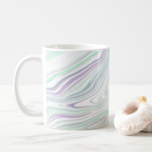 Marmorblau Lila grün Kaffeetasse (Mit Donut)