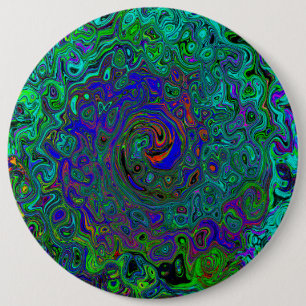 Marmorblau und Aquamarine Abstrakter Retrowirbel Button