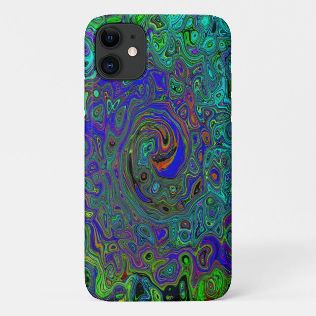 Marmorblau und Aquamarine Abstrakter Retrowirbel Case-Mate iPhone Hülle (Rückseite)