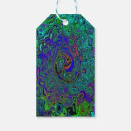 Marmorblau und Aquamarine Abstrakter Retrowirbel Geschenkanhänger