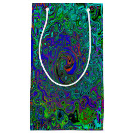 Marmorblau und Aquamarine Abstrakter Retrowirbel Kleine Geschenktüte