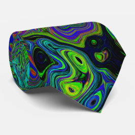 Marmorblau und Aquamarine Abstrakter Retrowirbel Krawatte