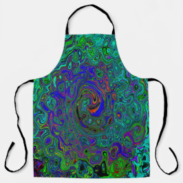 Marmorblau und Aquamarine Abstrakter Retrowirbel Schürze