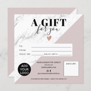 Marmorblock Rose Viereckiges Geschenkzertifikat