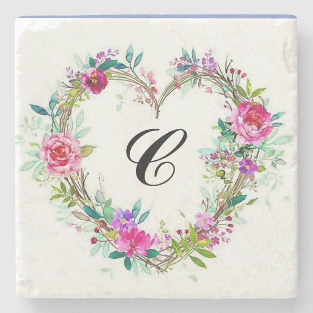Marmorblumenkranz-Untersetzer mit anfänglichem Steinuntersetzer (Vorderseite)