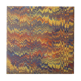 Marmorbuch Endpaper Yellow Orange Blue Violet Fliese