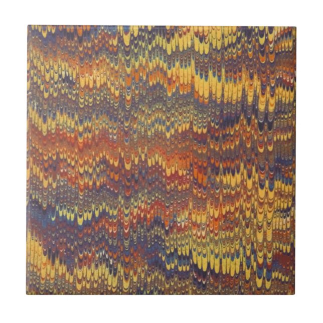 Marmorbuch Endpaper Yellow Orange Blue Violet Fliese (Vorderseite)