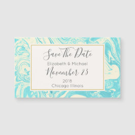 Marmordesign in türkisfarbener Hochzeit speichern  Magnetkarte
