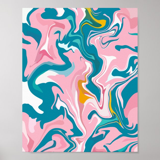 Marmordesign mit rosa und Aquamarin Poster (Vorne)
