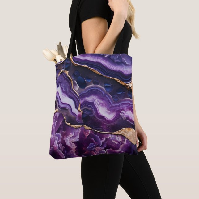 Marmoreffekt lila über die gesamte Tasche (Von Nahem)