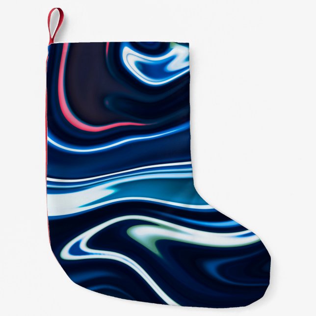 Marmorfarbe farbig. Blaue Marmorstruktur Kleiner Weihnachtsstrumpf (Vorderseite)
