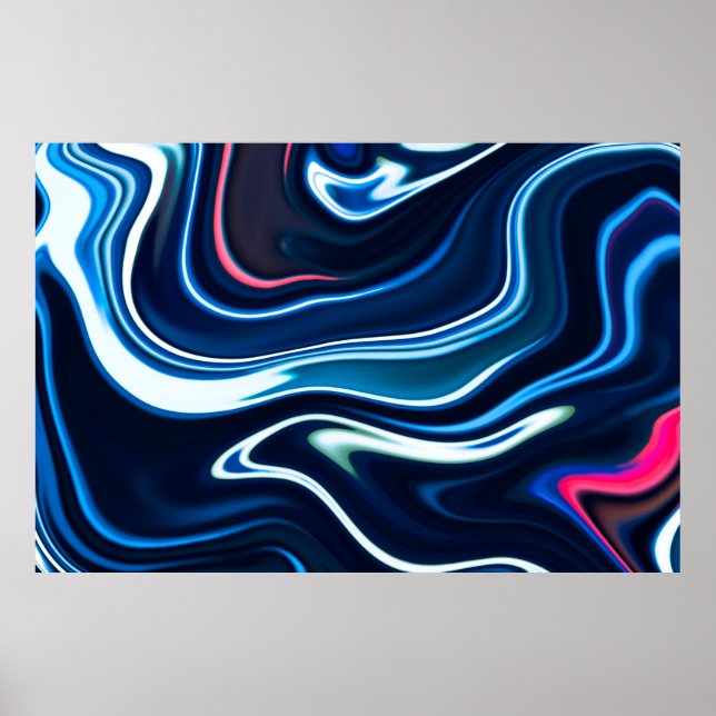 Marmorfarbe farbig. Blaue Marmorstruktur Poster (Vorne)