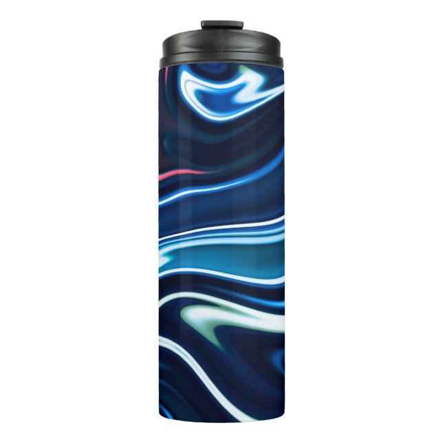 Marmorfarbe farbig. Blaue Marmorstruktur Thermosbecher (Vorderseite)