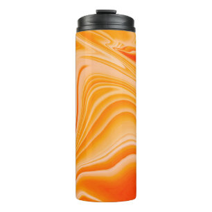 Marmorfarbe farbig. Orangefarbenes Marmormuster Thermosbecher