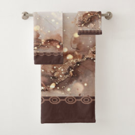 Marmorfarben mit Glitzer-Akzenten Badhandtuch Set