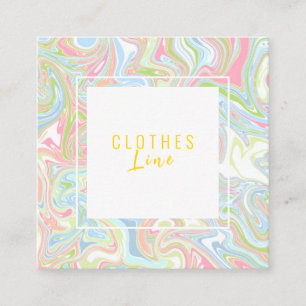 Marmorfarbiger Regenbogen QR Code Liquid Boho Mode Quadratische Visitenkarte